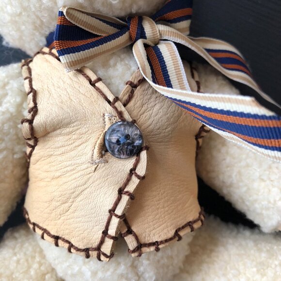 Vintage Ted D. Bear Department 56 Jointed Plush Bear with leather dress jacket - Picture 4 of 10